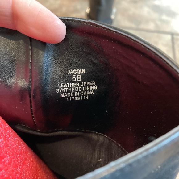 Ralph Lauren black leather riding boots equestrian 5B buckle hardware heeled - Picture 5 of 5